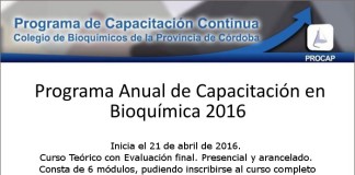 Programa Anual de Capacitación en Bioquímica – COBICO 2016